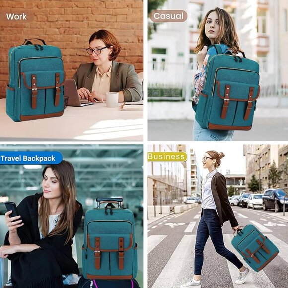 ✨Women Blue Laptop Backpack Slim Bookbag Fashion Daypack for Travelling Bags main image 6